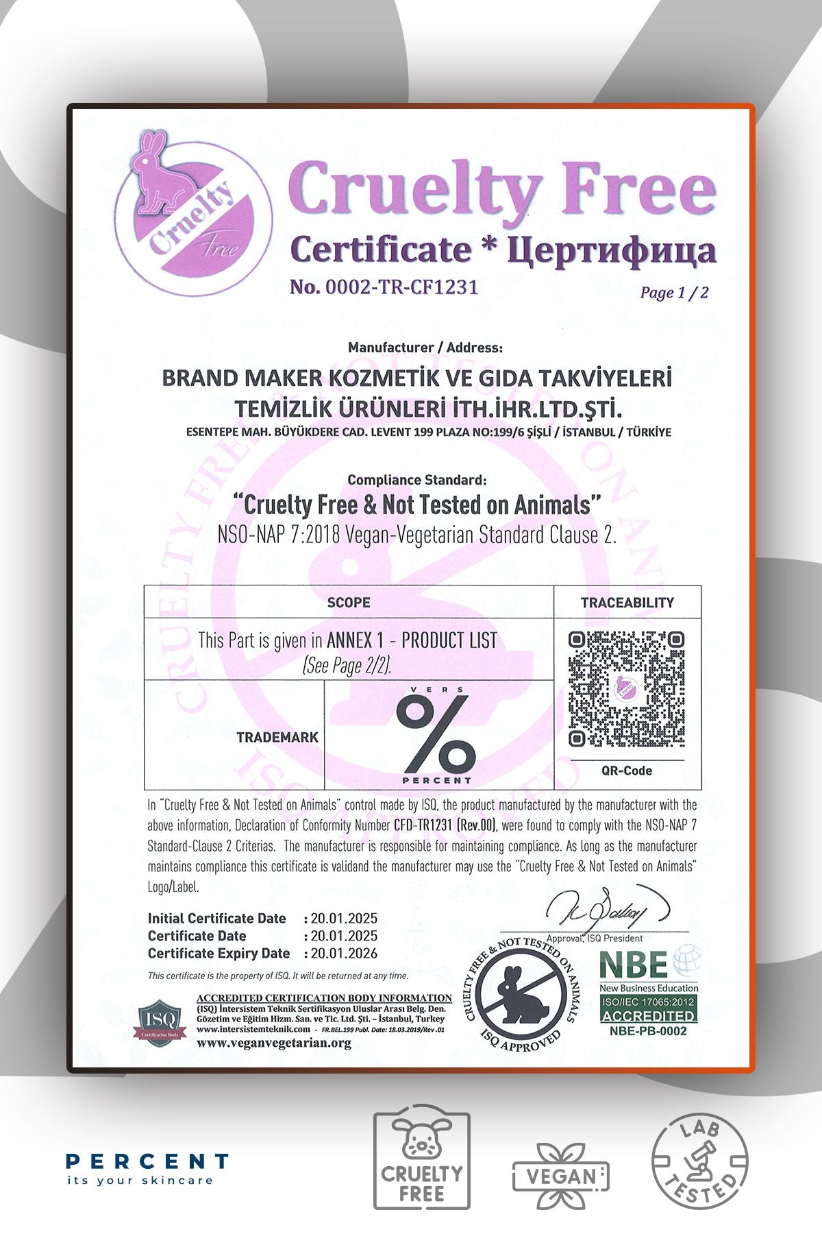 Percent Aydınlatıcı ve Gözenek Sıkılaştırıcı Tonik