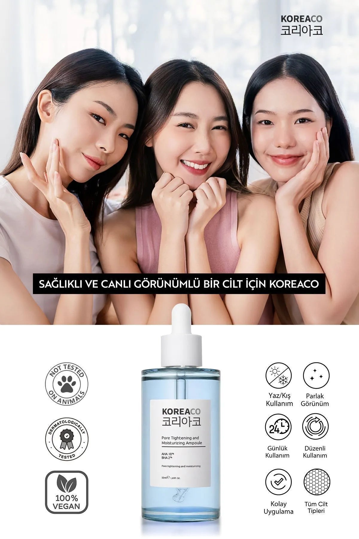 Aha & Bha Canlandırıcı & Gözenek Sıkılaştırıcı Ve Nemlendirici Ampoule